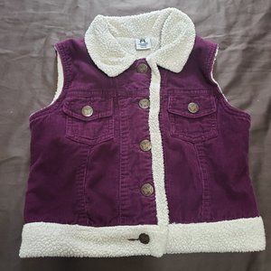 Corduroy Vest Purple Plush Fleece Lined Button Up Thick Warm Kids XS Please Mum